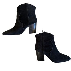 ZARA Black Suede Western Ankle Boots Size 39 (US 8)
